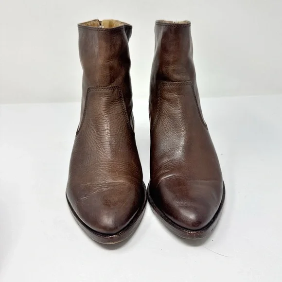 Vintage Frye Leather Pointed Toe Western Ankle Boots Brown size 6.5 - Picture 4 of 13